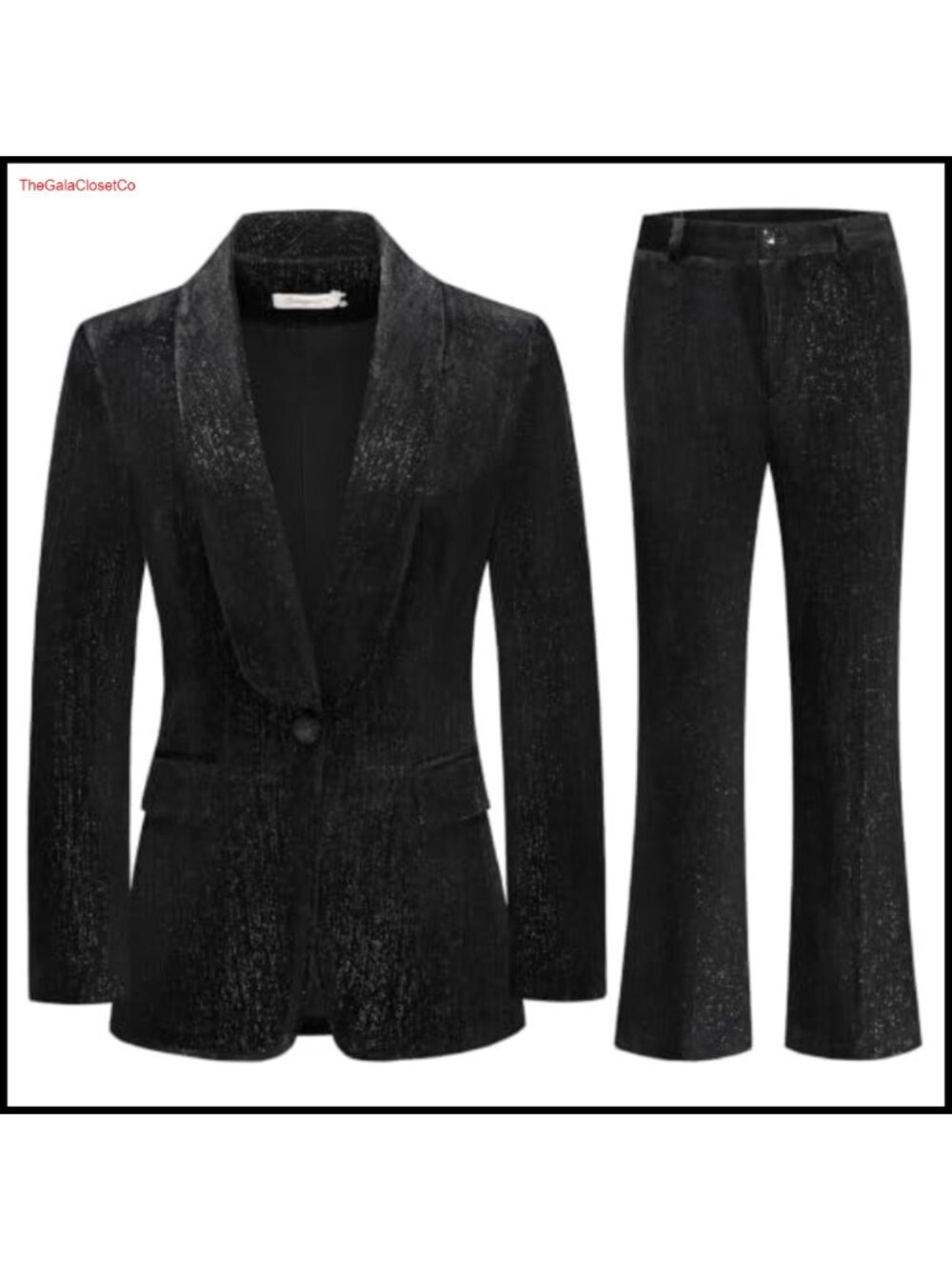 Shimmer Metallic Blazer Bootcut Trousers Pantsuit Formal Party Tuxedo